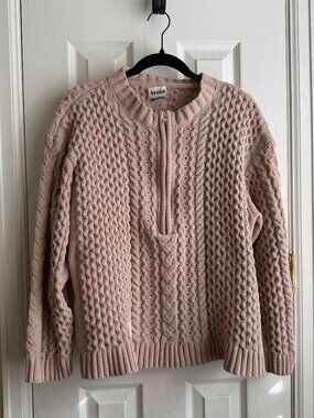 ARULA beige camel knit sweater quarter zip size A